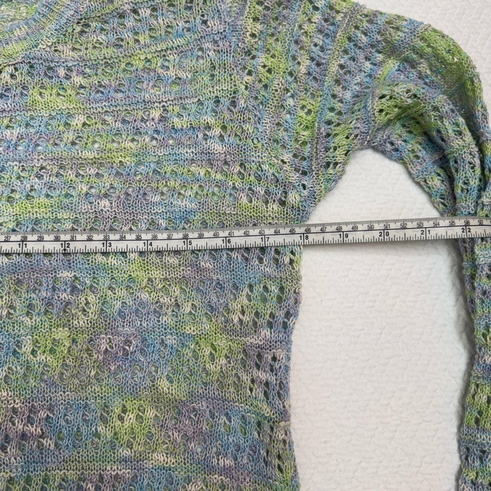 Black Tape Open-Stitch Green Blue Pullover Crew Neck Sweater Size S - Picture 12 of 12
